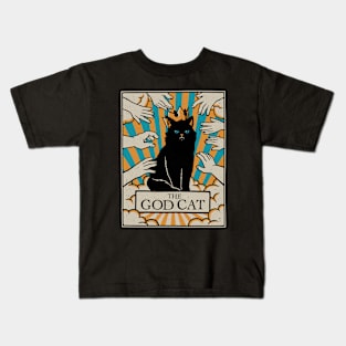 The God Black Cat Tarot Card by Tobe Fonseca Kids T-Shirt